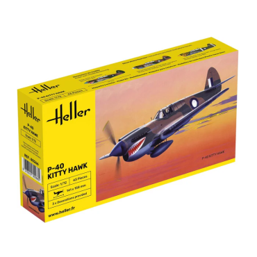 KIT PARA MONTAR HELLER P-40 KITTY HAWK 1/72 43 PEÇAS HLR 80266